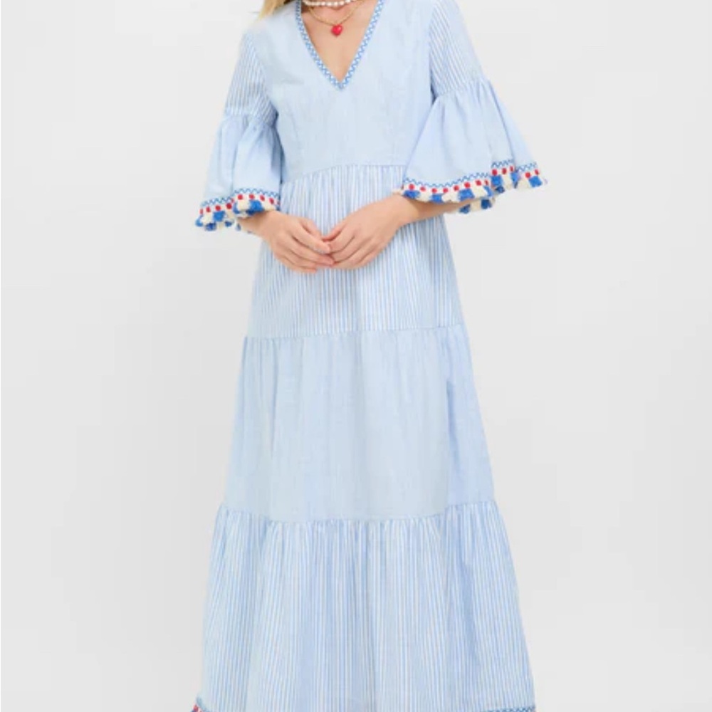 Tuckernuck Light Blue Maxi Dress with Colorful Tassels